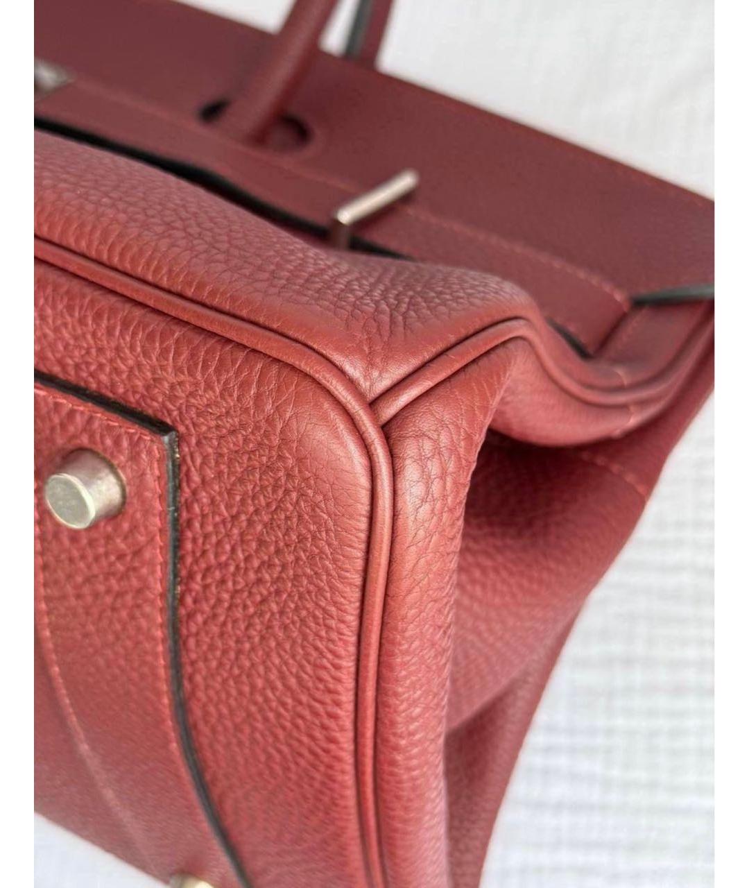 HERMES Бордовая кожаная сумка с короткими ручками, фото 8