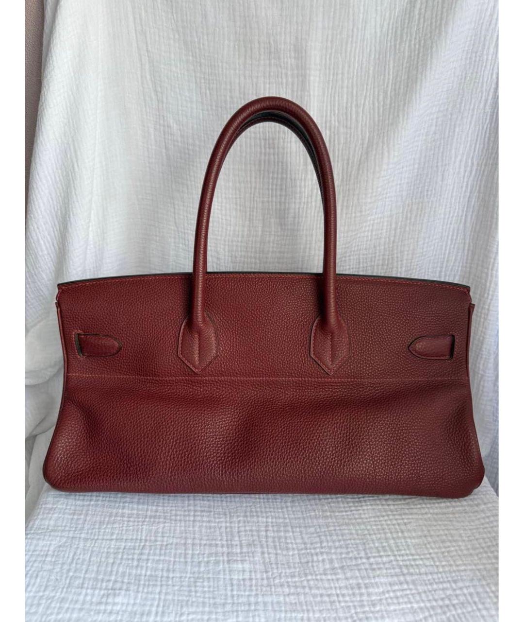 HERMES Бордовая кожаная сумка с короткими ручками, фото 3