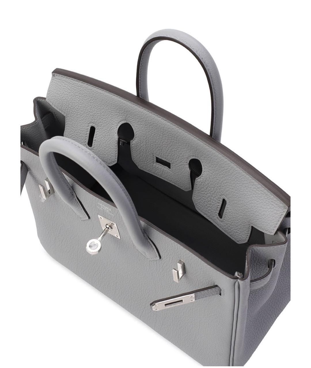 HERMES Серая кожаная сумка с короткими ручками, фото 4