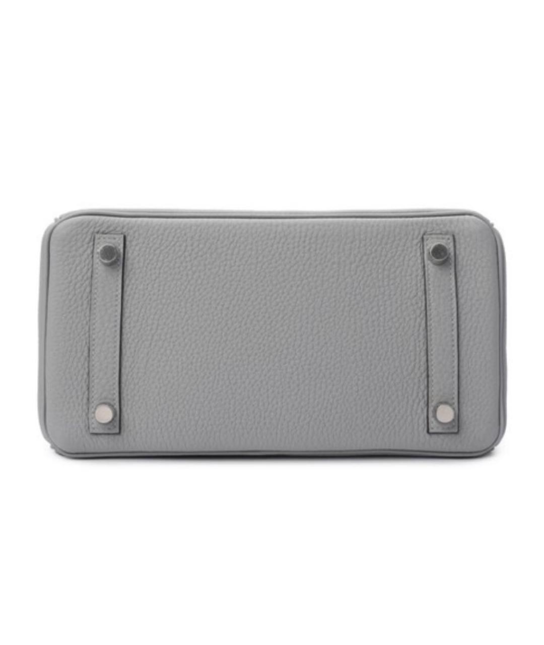 HERMES Серая кожаная сумка с короткими ручками, фото 7