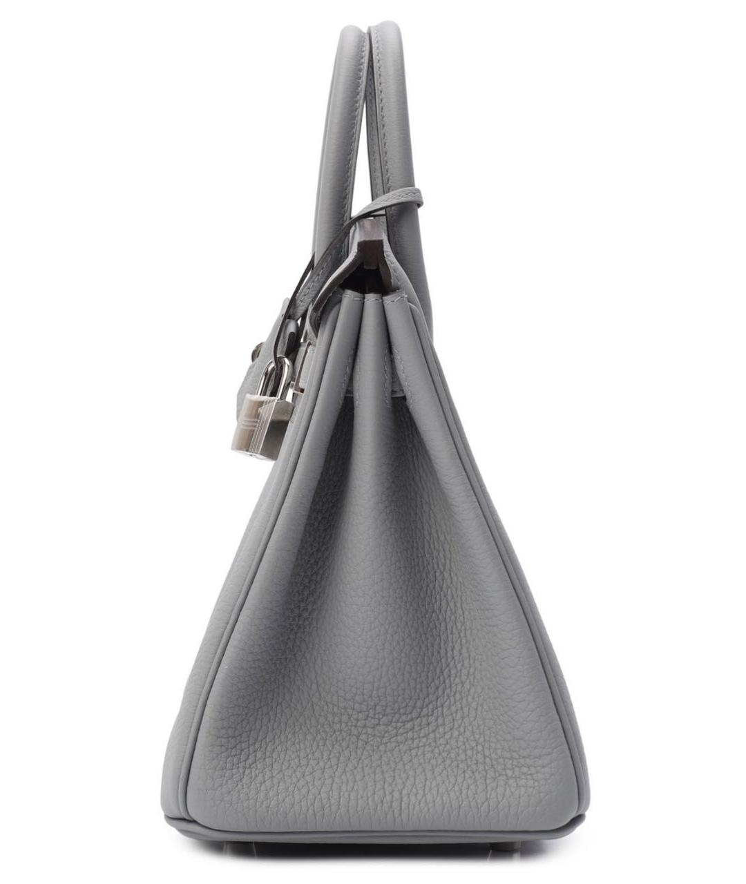 HERMES Серая кожаная сумка с короткими ручками, фото 6