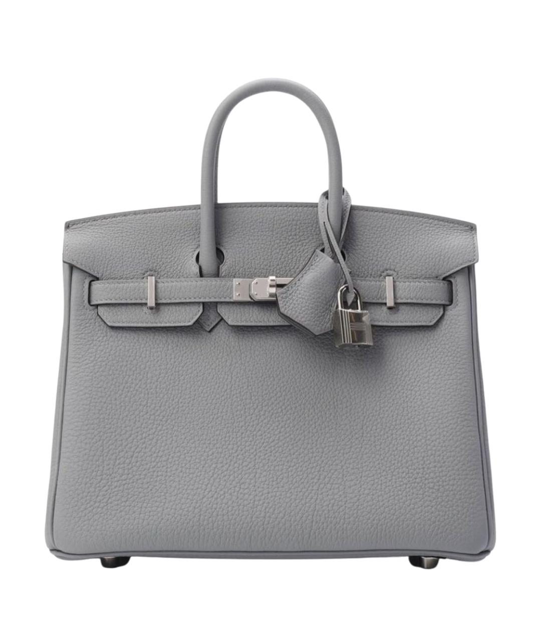 HERMES Серая кожаная сумка с короткими ручками, фото 1
