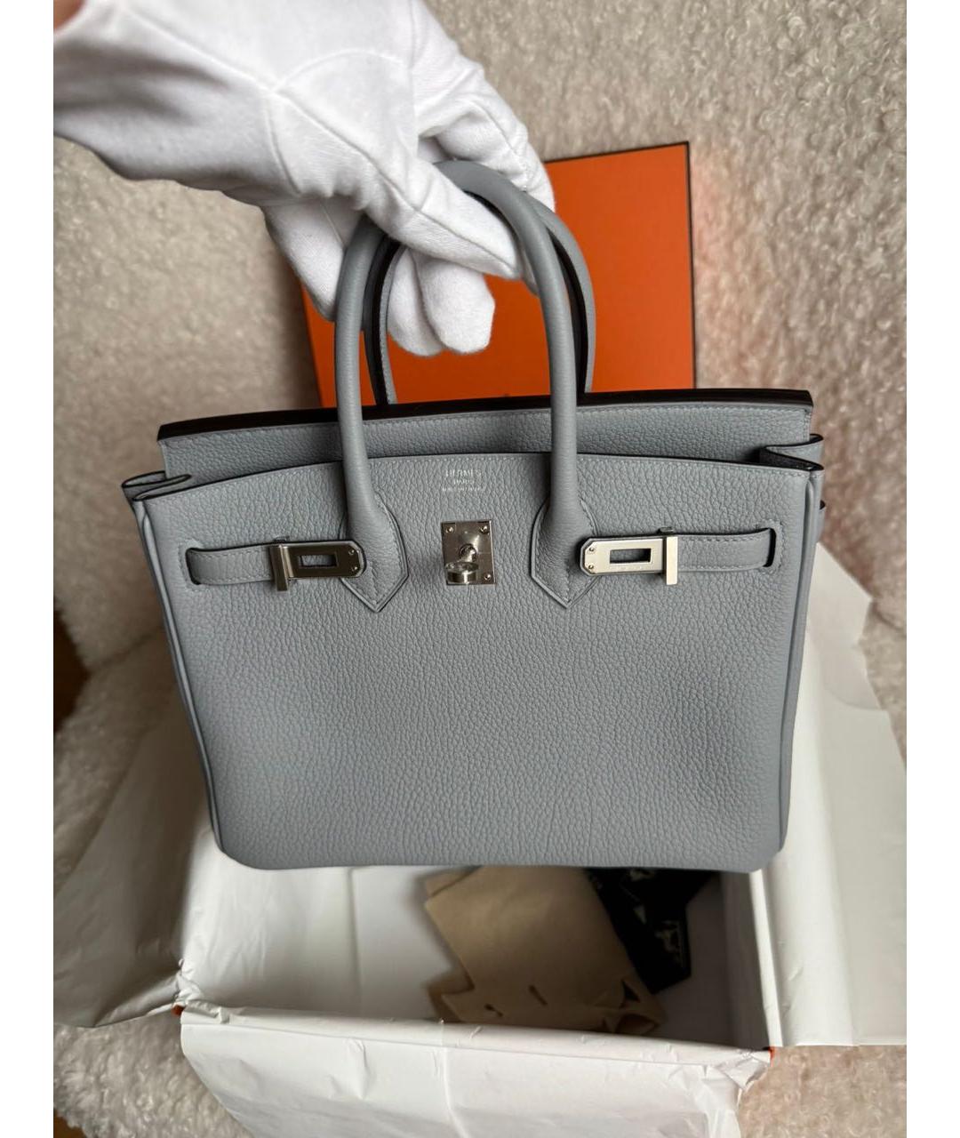 HERMES Серая кожаная сумка с короткими ручками, фото 2