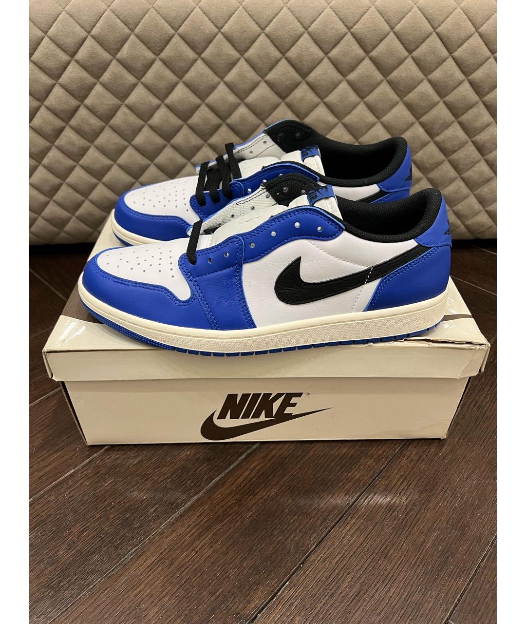 JORDAN Синие кожаные низкие кроссовки / кеды, фото 5