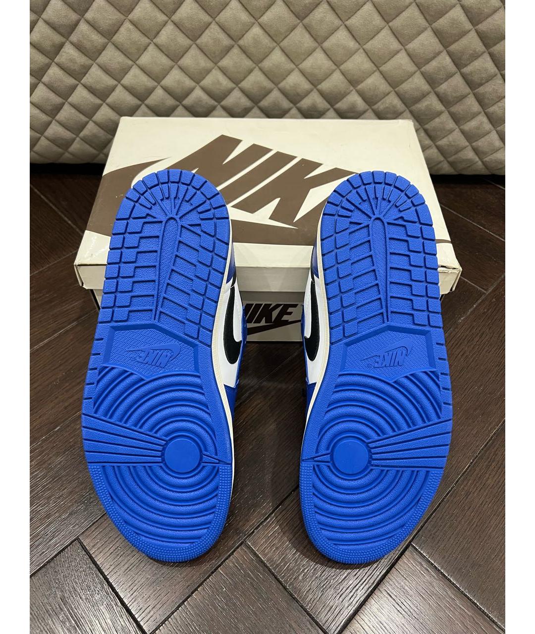 JORDAN Синие кожаные низкие кроссовки / кеды, фото 4