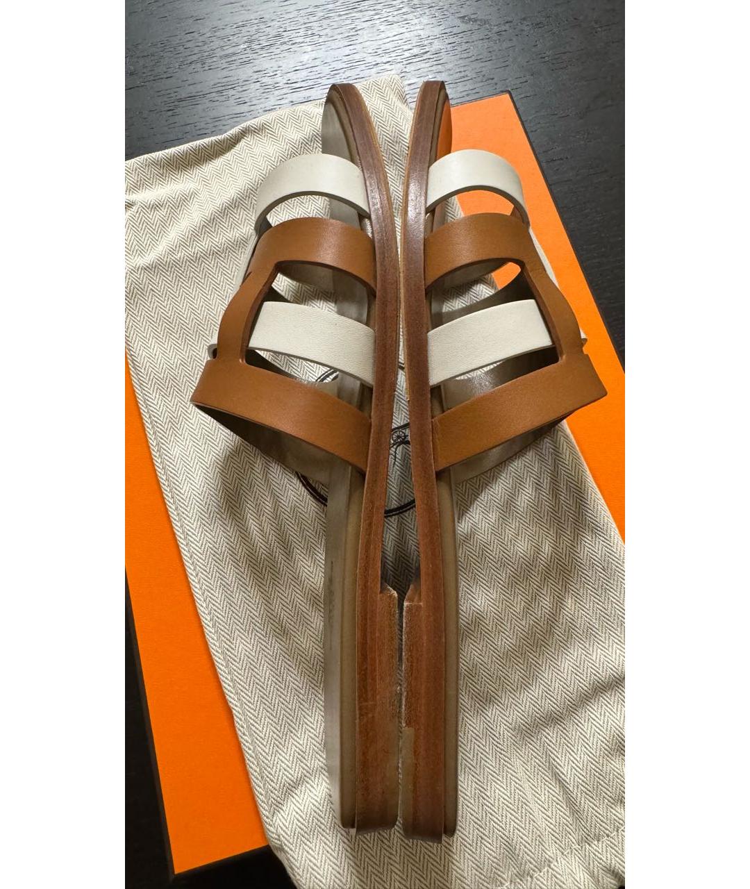 HERMES Мульти кожаные шлепанцы, фото 4