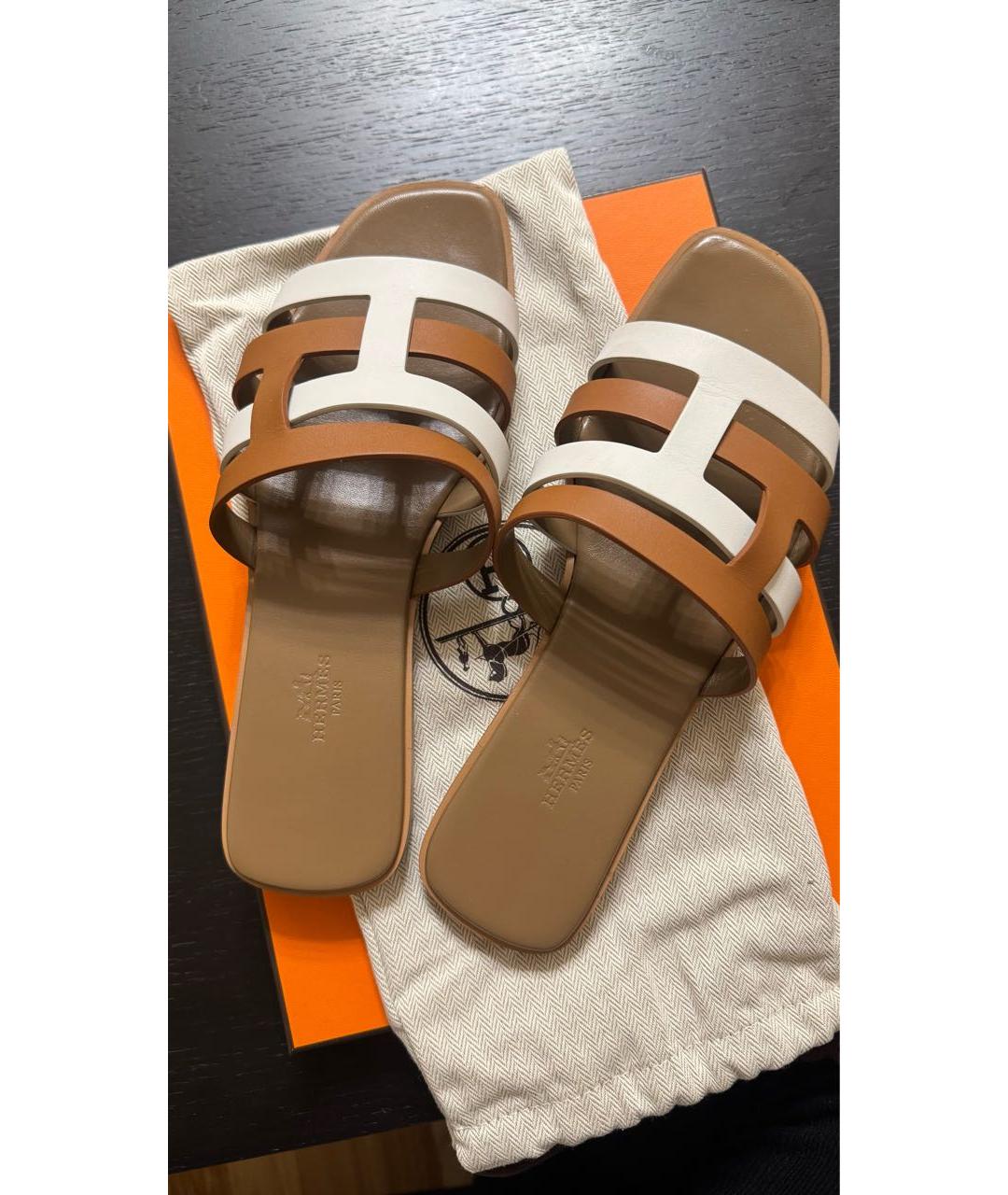 HERMES Мульти кожаные шлепанцы, фото 3