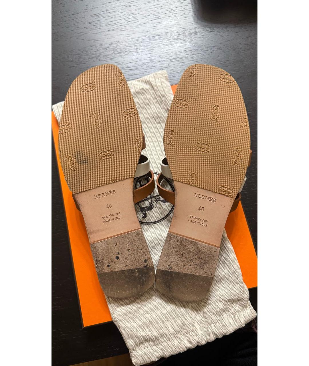 HERMES Мульти кожаные шлепанцы, фото 5