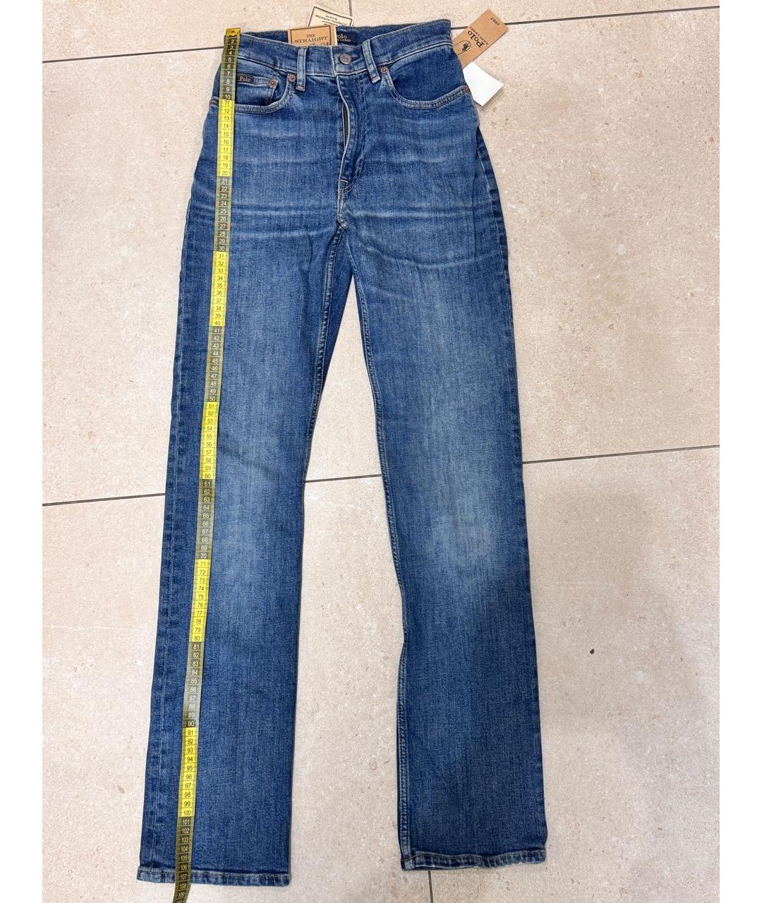 POLO RALPH LAUREN Синие хлопко-эластановые прямые джинсы, фото 5