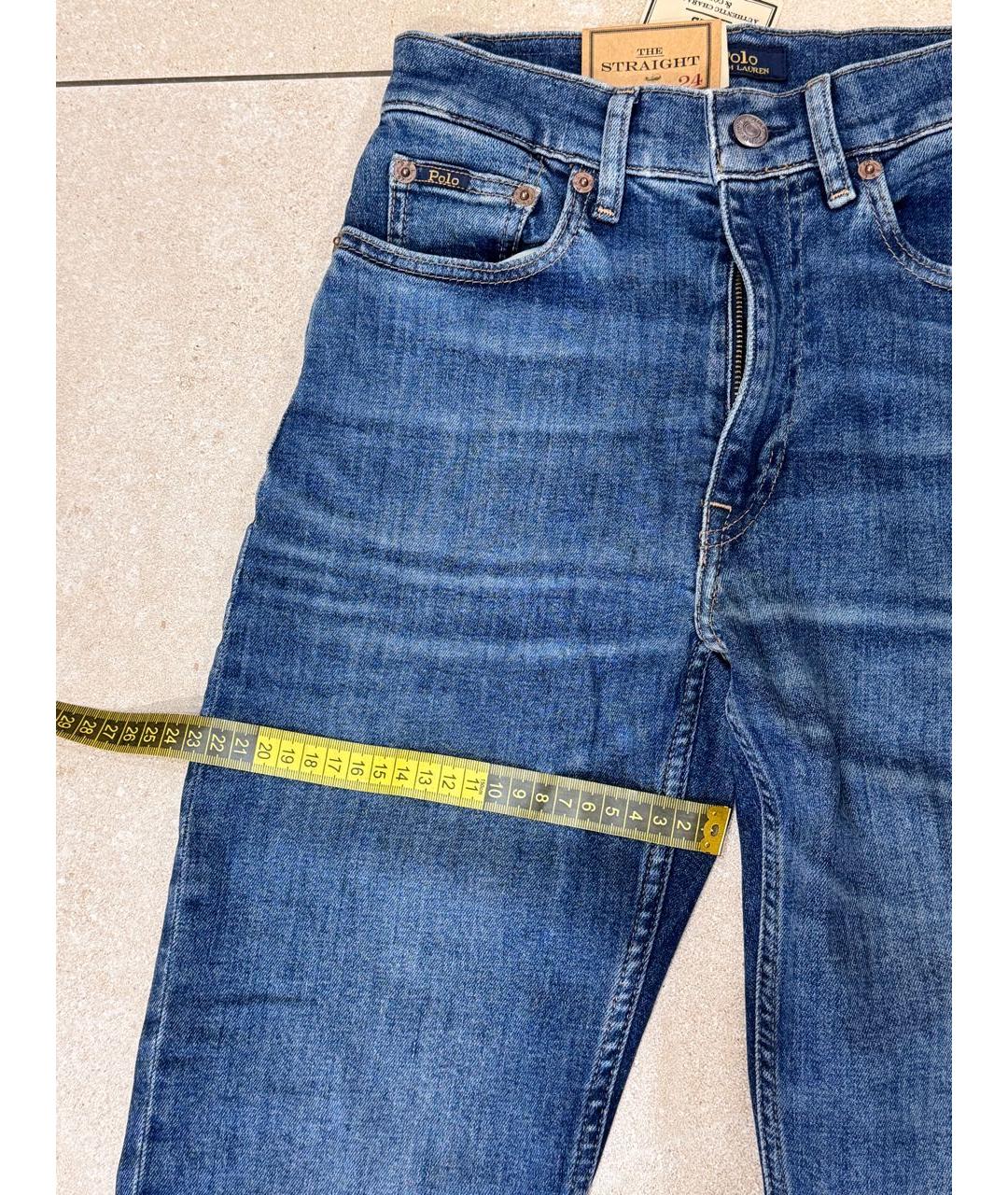 POLO RALPH LAUREN Синие хлопко-эластановые прямые джинсы, фото 6