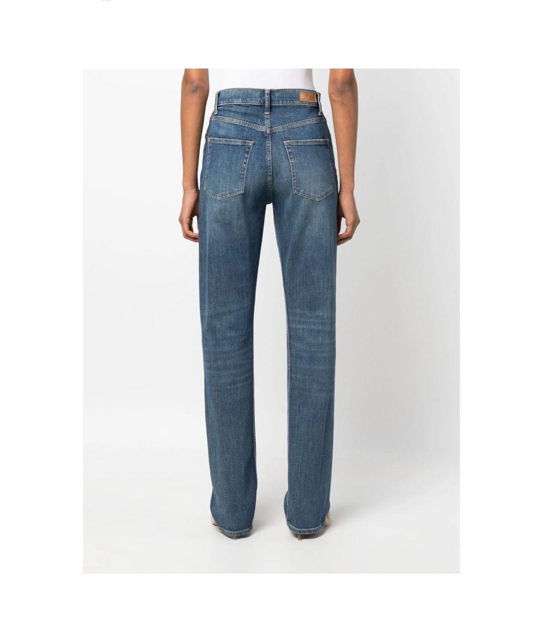 POLO RALPH LAUREN Синие хлопко-эластановые прямые джинсы, фото 2
