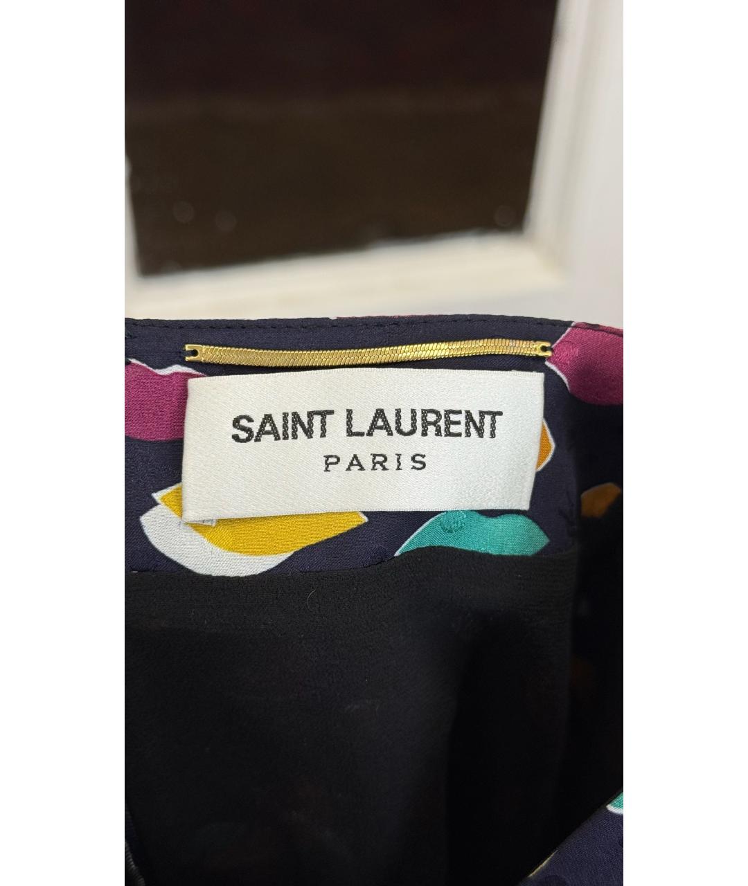 SAINT LAURENT Мульти шелковое коктейльное платье, фото 3