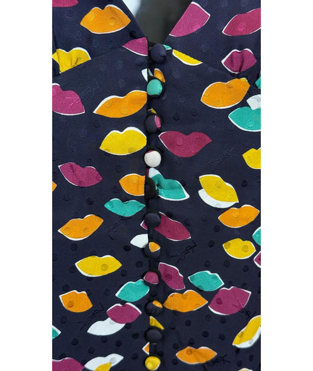 SAINT LAURENT Мульти шелковое коктейльное платье, фото 4