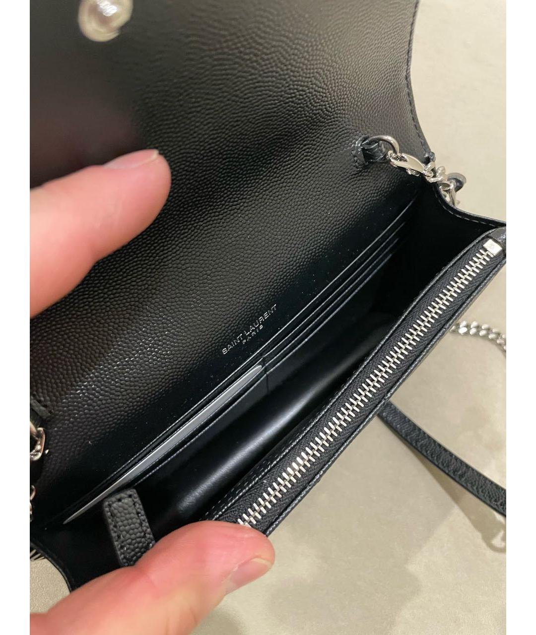 SAINT LAURENT Черная кожаная сумка через плечо, фото 4