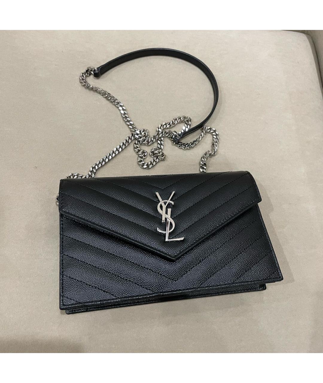 SAINT LAURENT Черная кожаная сумка через плечо, фото 6