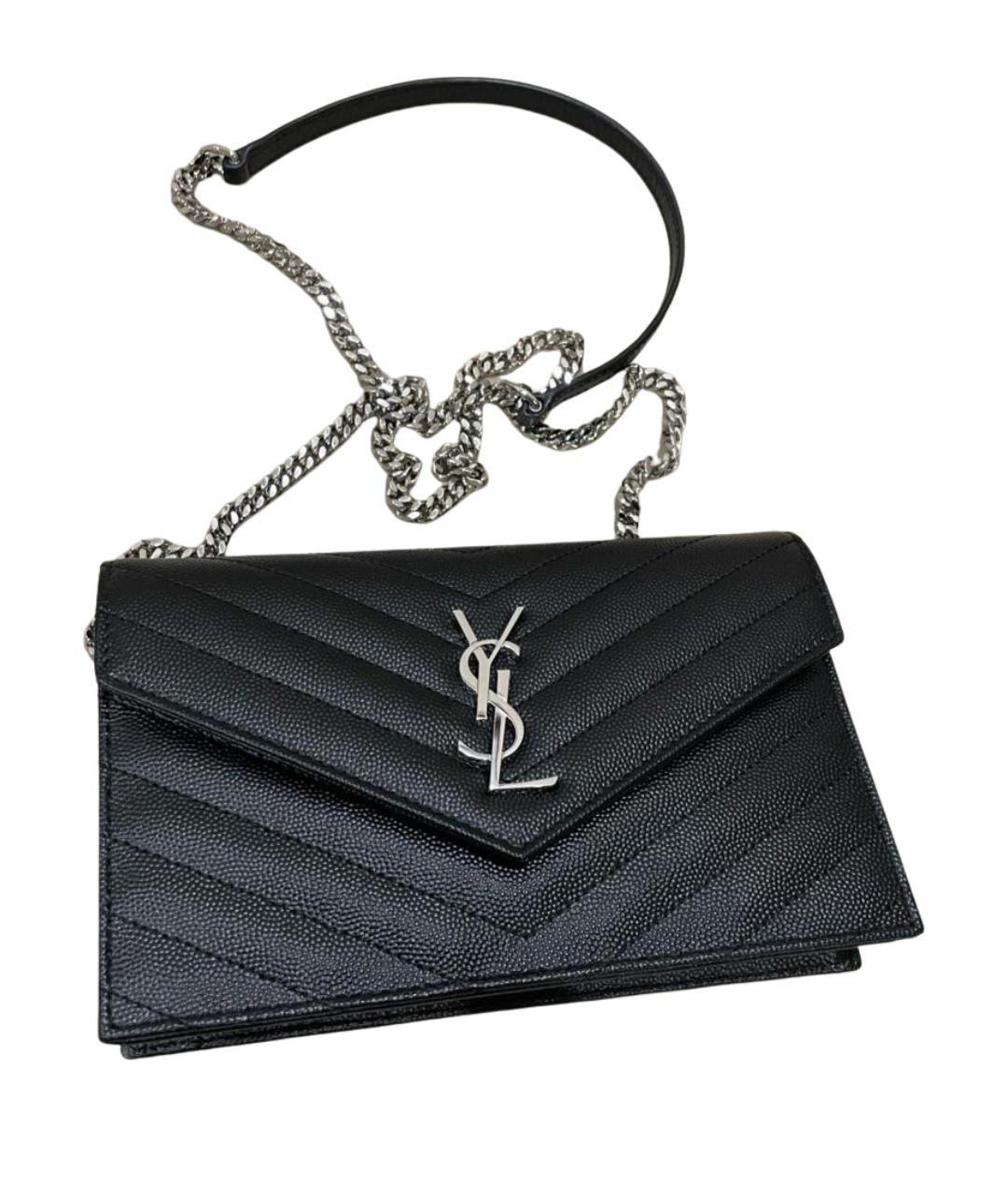 SAINT LAURENT Черная кожаная сумка через плечо, фото 1