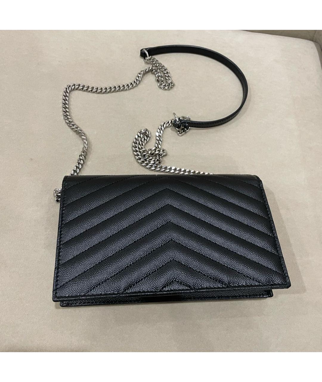 SAINT LAURENT Черная кожаная сумка через плечо, фото 3