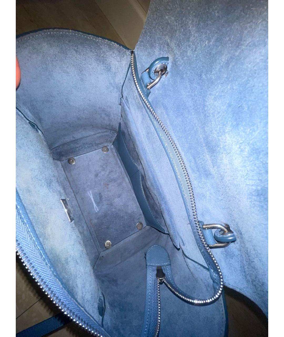 CELINE Синяя кожаная сумка с короткими ручками, фото 3