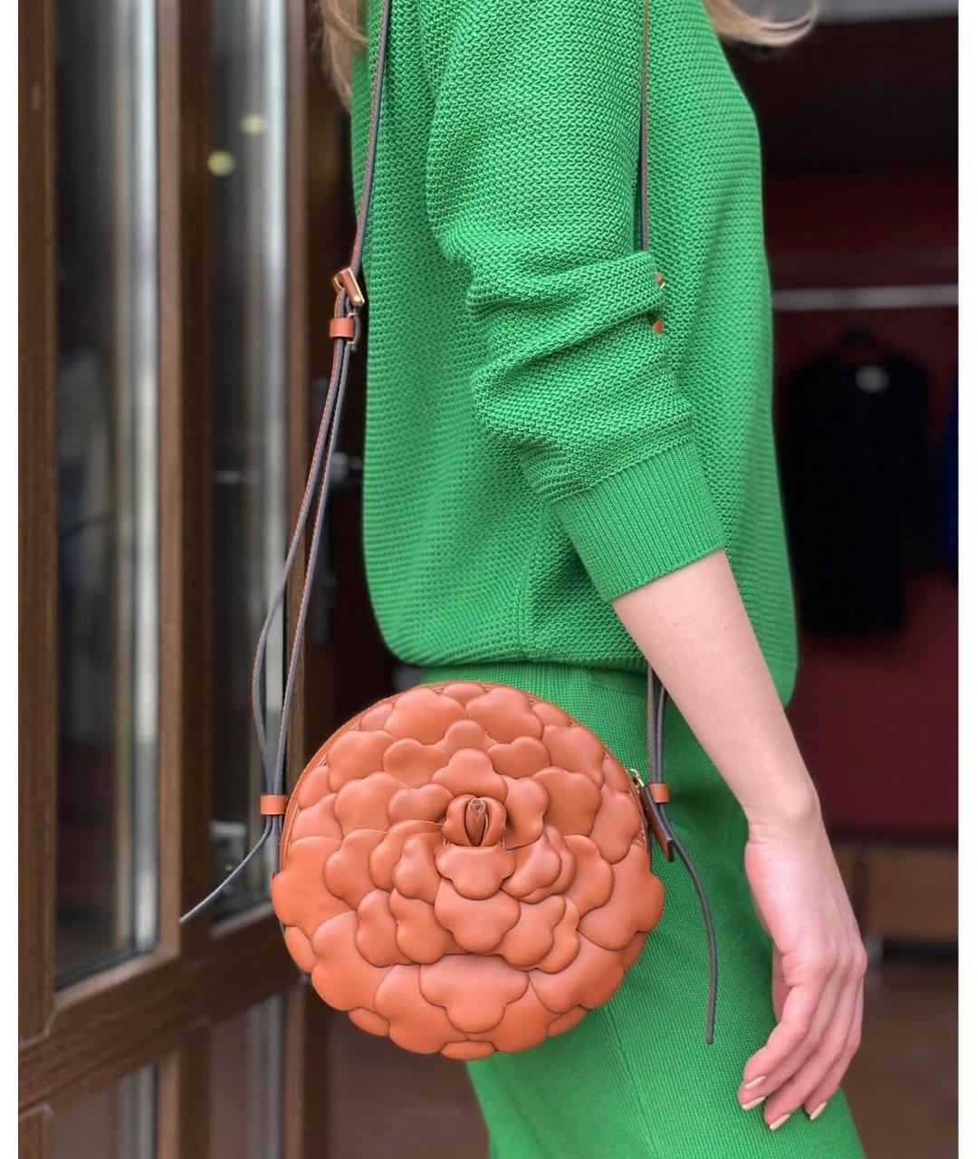 VALENTINO Коричневая кожаная сумка через плечо, фото 3