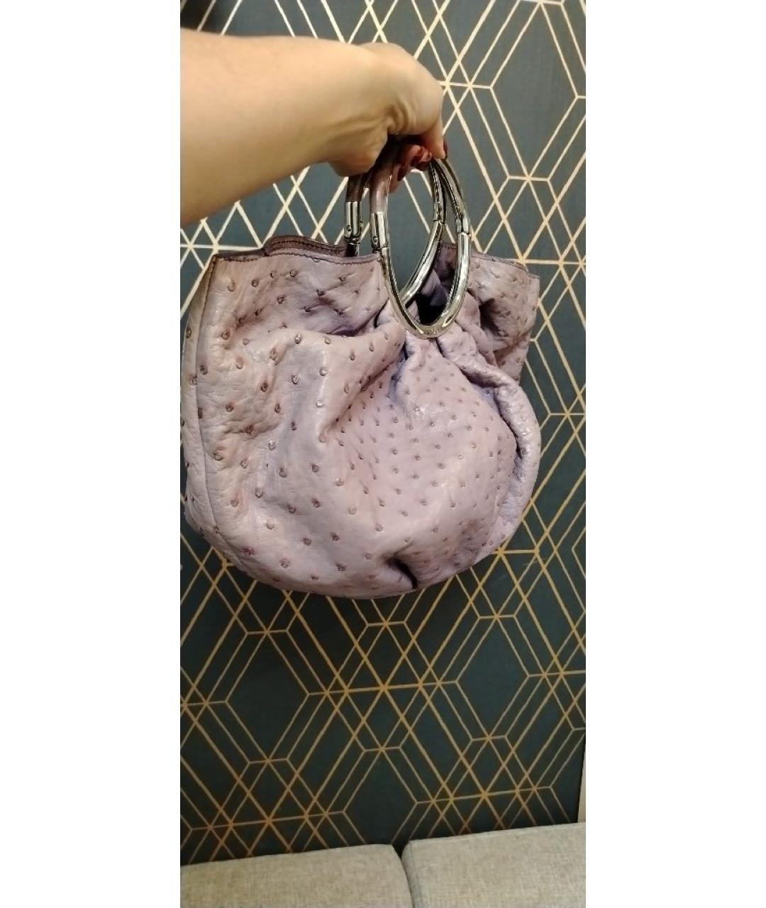 CHRISTIAN DIOR Фиолетовая сумка с короткими ручками из экзотической кожи, фото 3