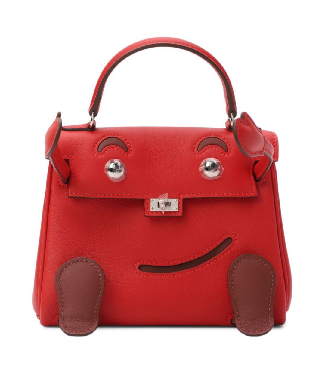 HERMES Красная кожаная сумка с короткими ручками, фото 9