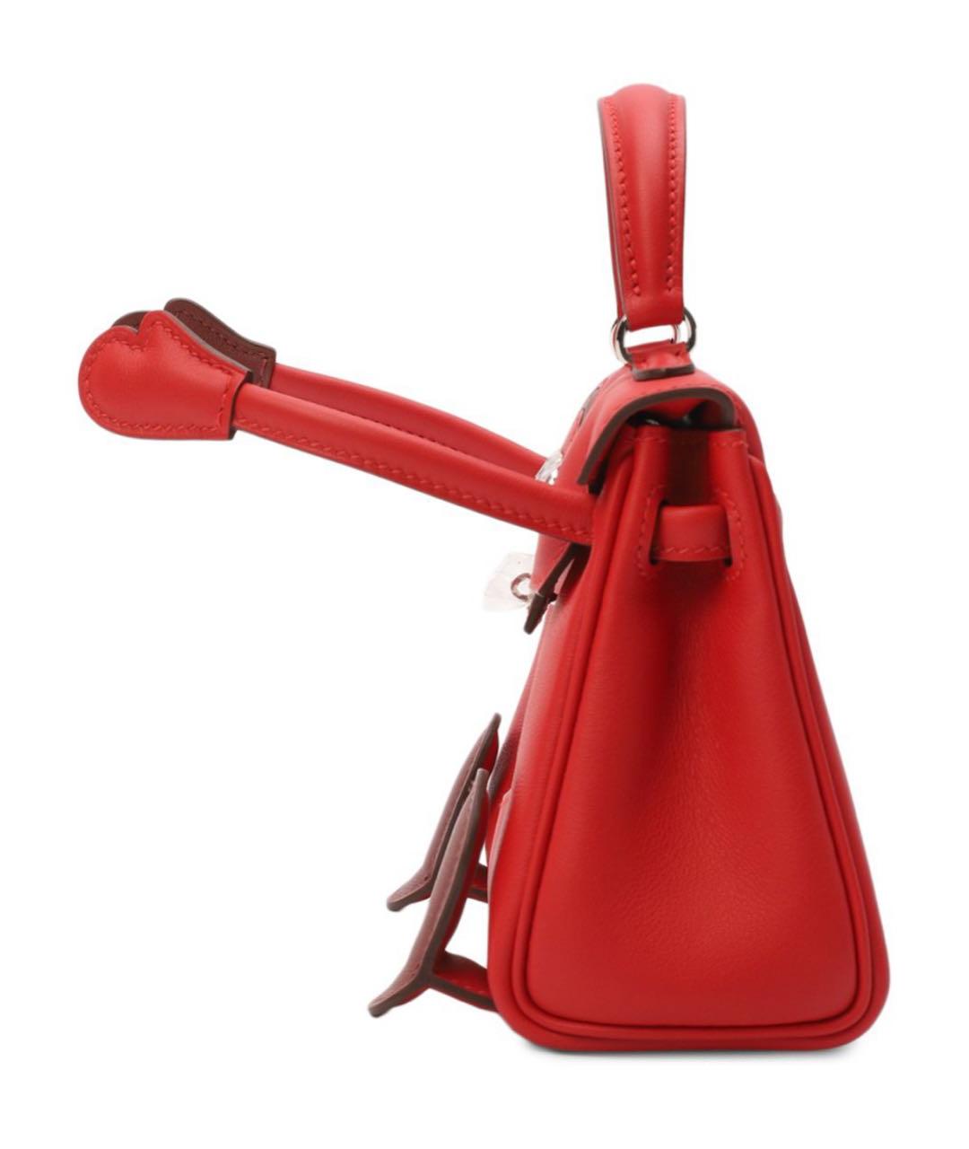 HERMES Красная кожаная сумка с короткими ручками, фото 7