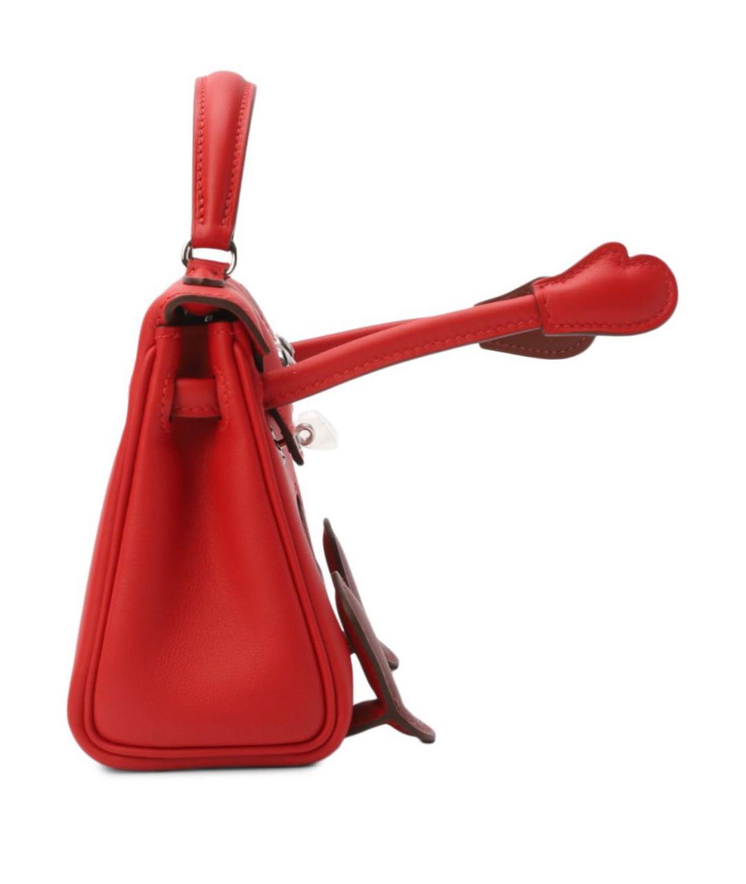 HERMES Красная кожаная сумка с короткими ручками, фото 6