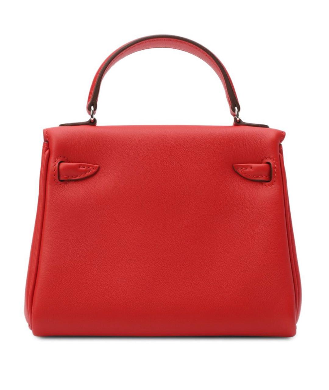 HERMES Красная кожаная сумка с короткими ручками, фото 5