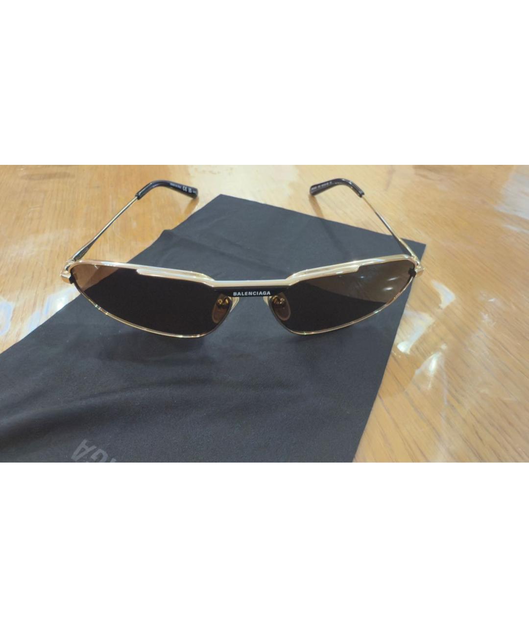 BALENCIAGA Коричневые металлические солнцезащитные очки, фото 3
