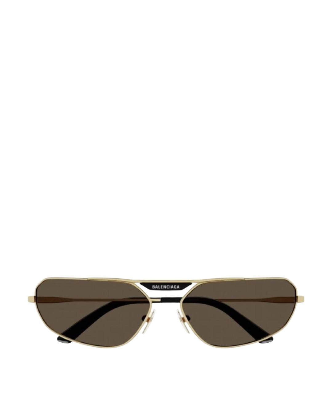 BALENCIAGA Коричневые металлические солнцезащитные очки, фото 1