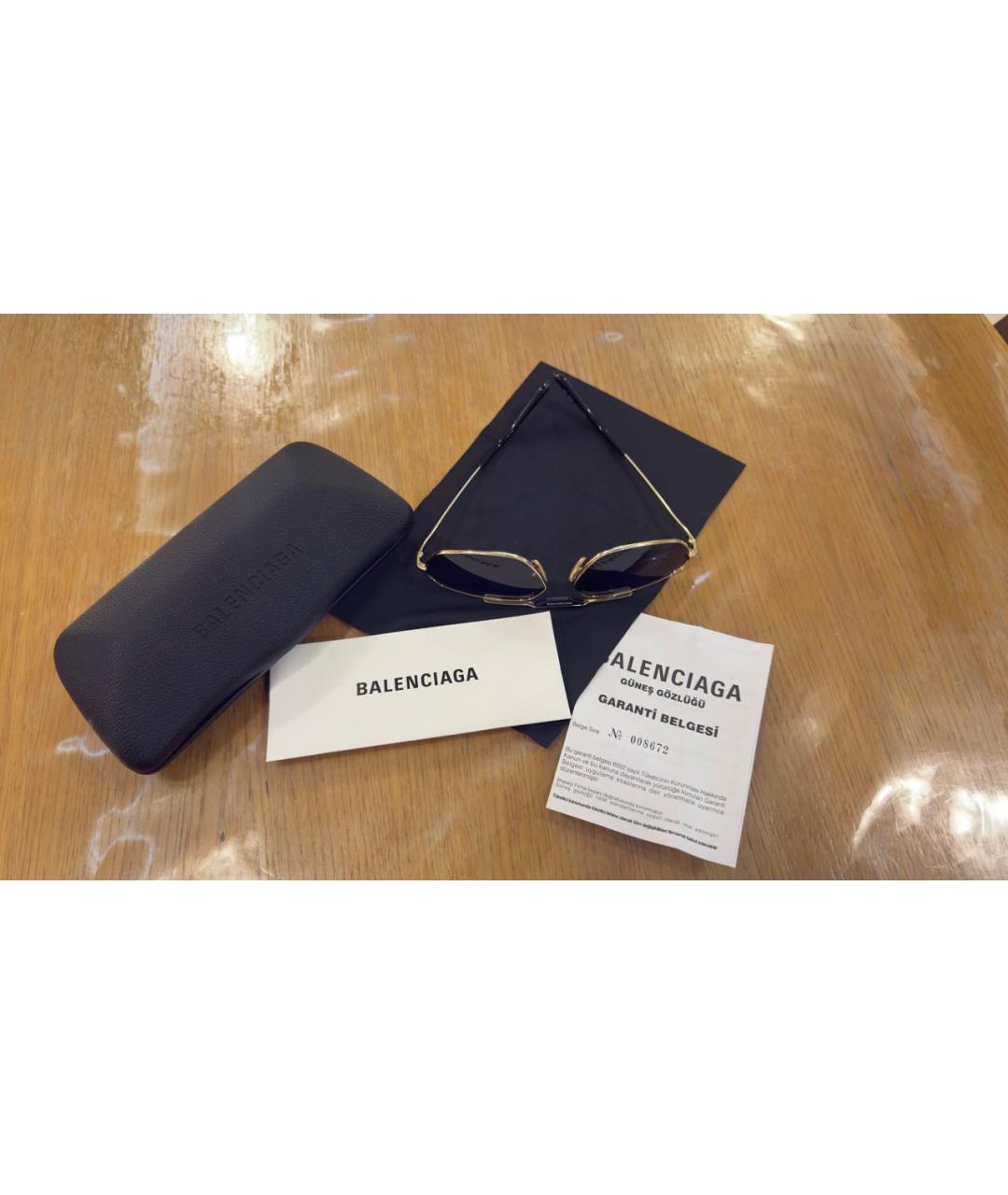 BALENCIAGA Коричневые металлические солнцезащитные очки, фото 5