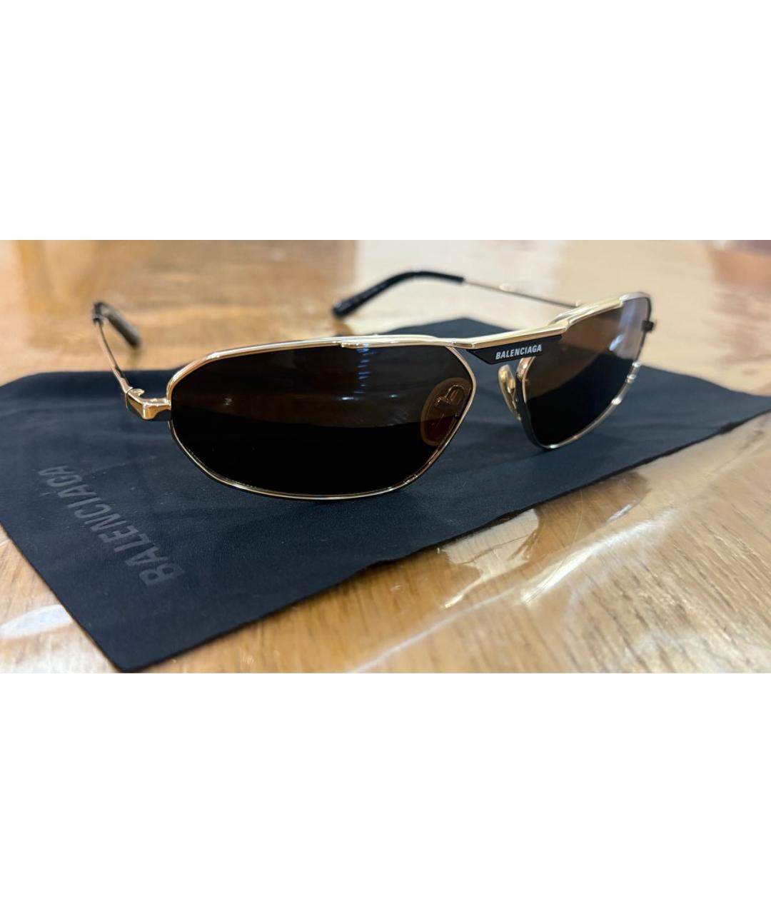 BALENCIAGA Коричневые металлические солнцезащитные очки, фото 4