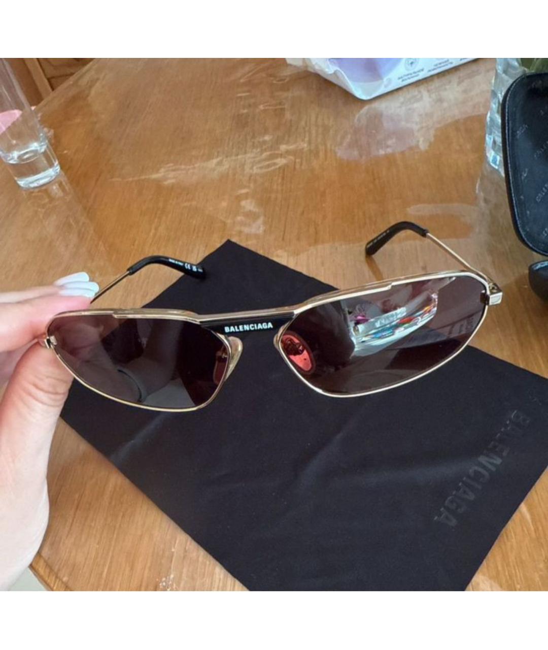 BALENCIAGA Коричневые металлические солнцезащитные очки, фото 2