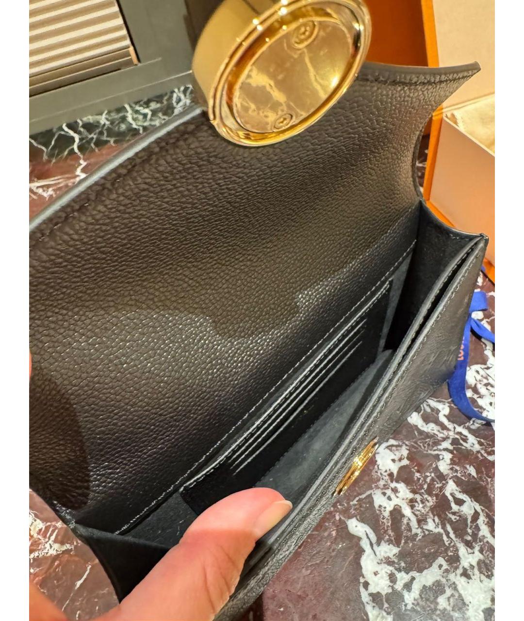 LOUIS VUITTON Черная кожаная сумка через плечо, фото 4