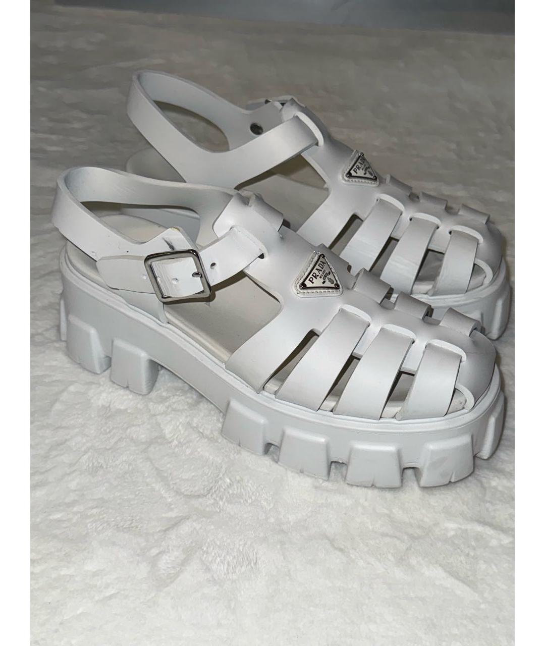 PRADA Белые резиновые босоножки, фото 5