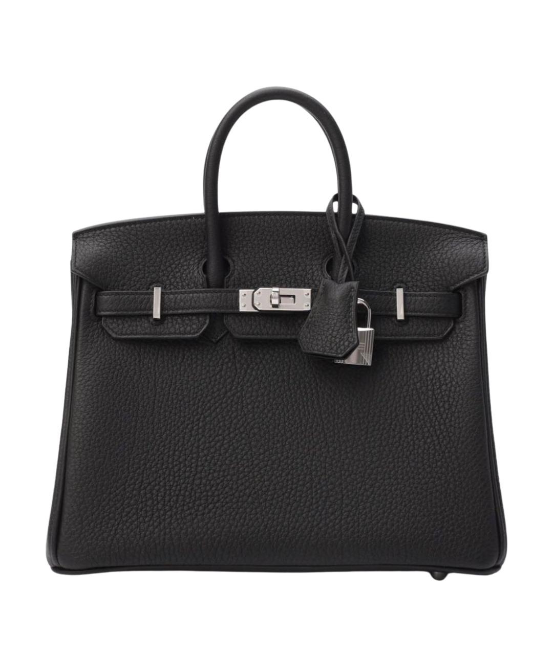 HERMES Черная кожаная сумка с короткими ручками, фото 1