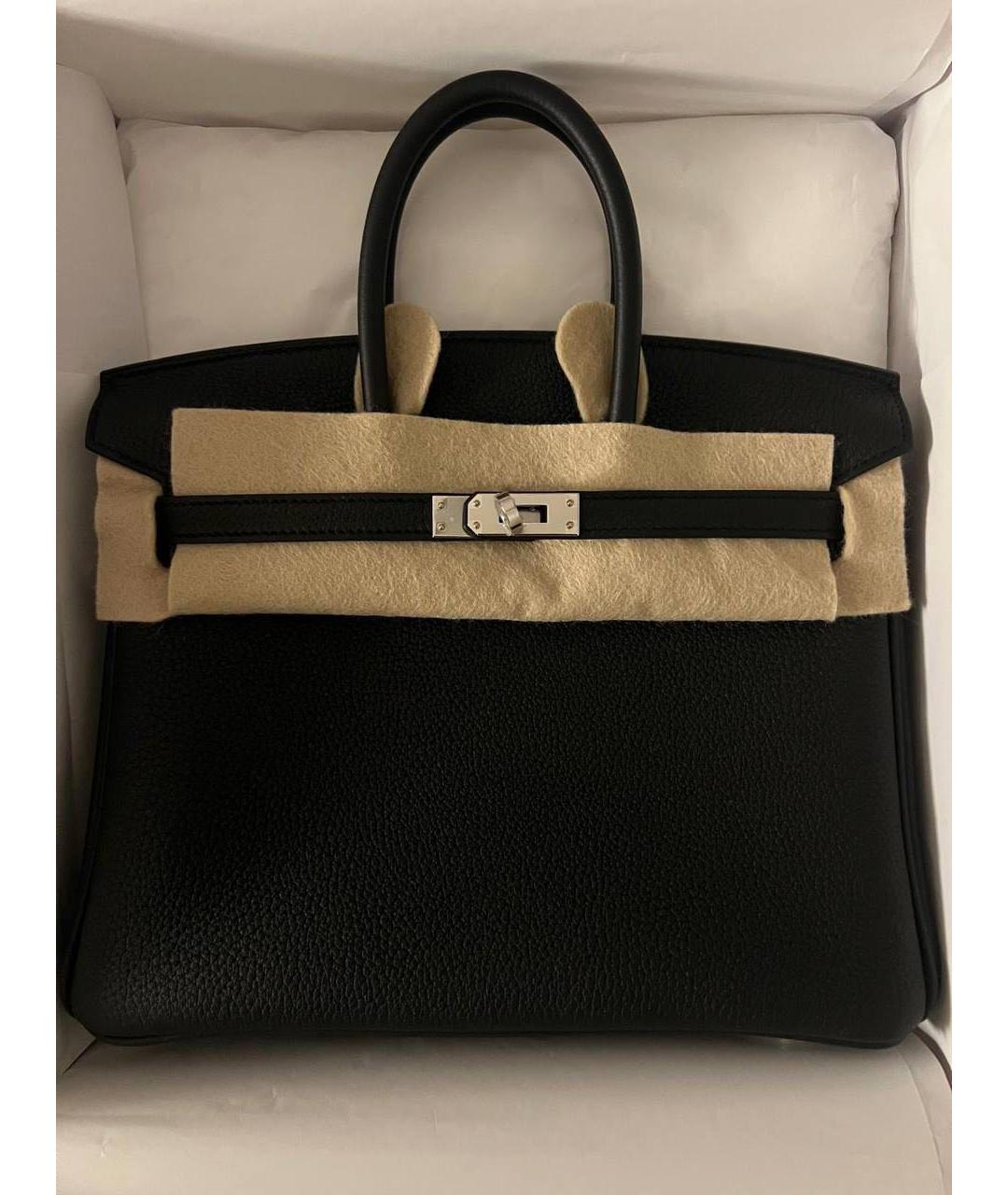HERMES Черная кожаная сумка с короткими ручками, фото 2
