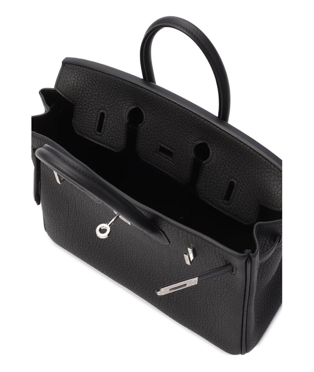 HERMES Черная кожаная сумка с короткими ручками, фото 4