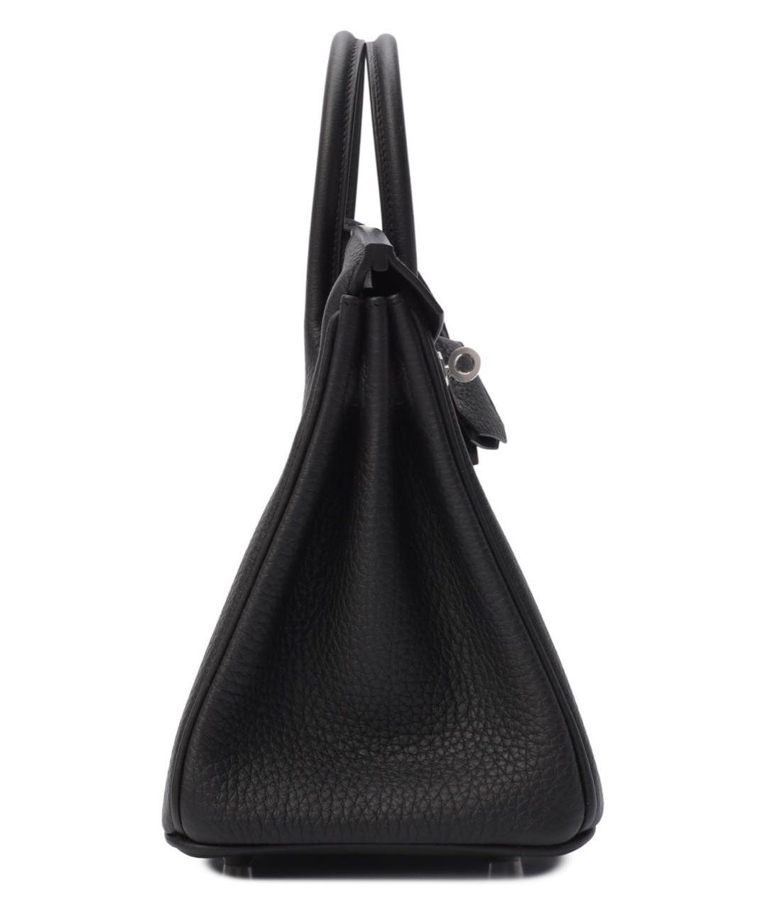HERMES Черная кожаная сумка с короткими ручками, фото 5