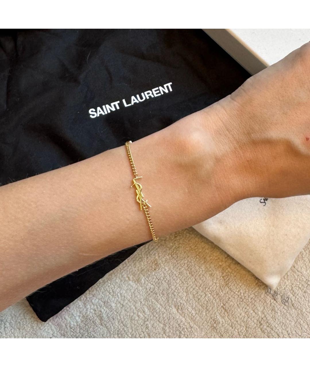 SAINT LAURENT Золотой латунный браслет, фото 4