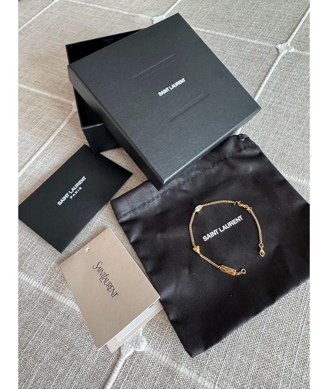 SAINT LAURENT Золотой латунный браслет, фото 2