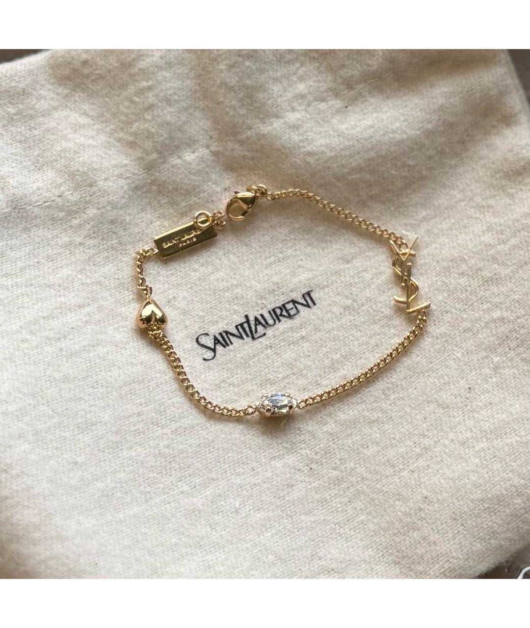 SAINT LAURENT Золотой латунный браслет, фото 5