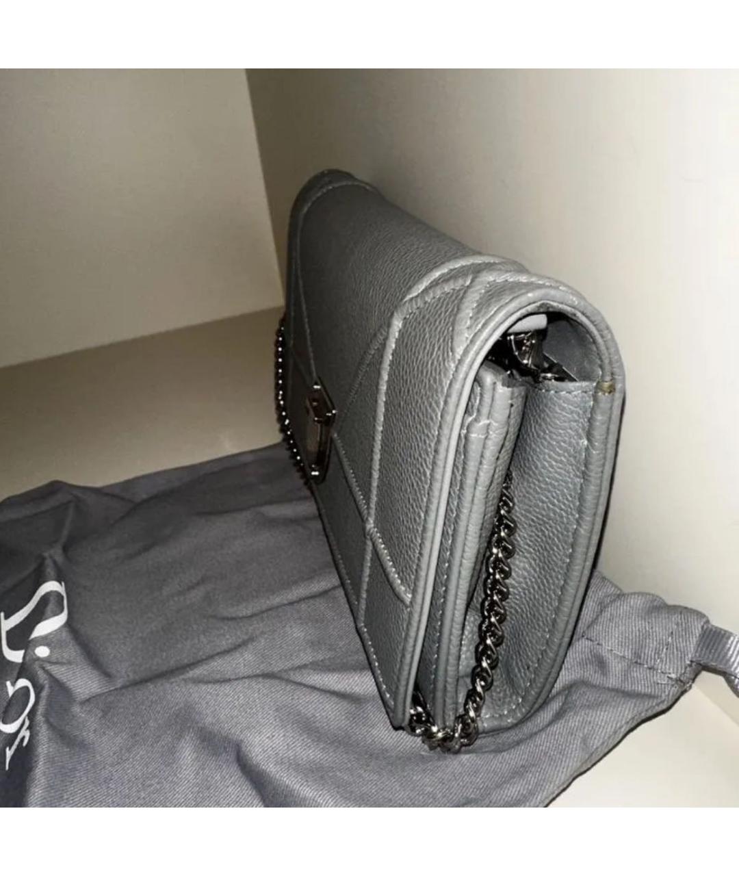 CHRISTIAN DIOR Серая кожаная сумка через плечо, фото 4