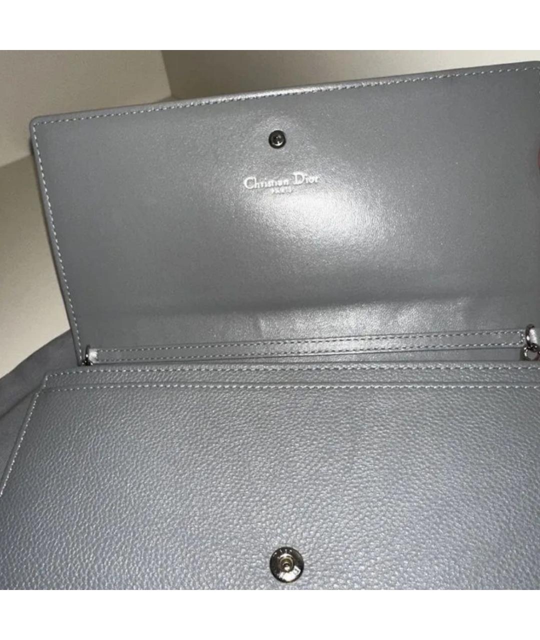 CHRISTIAN DIOR Серая кожаная сумка через плечо, фото 3