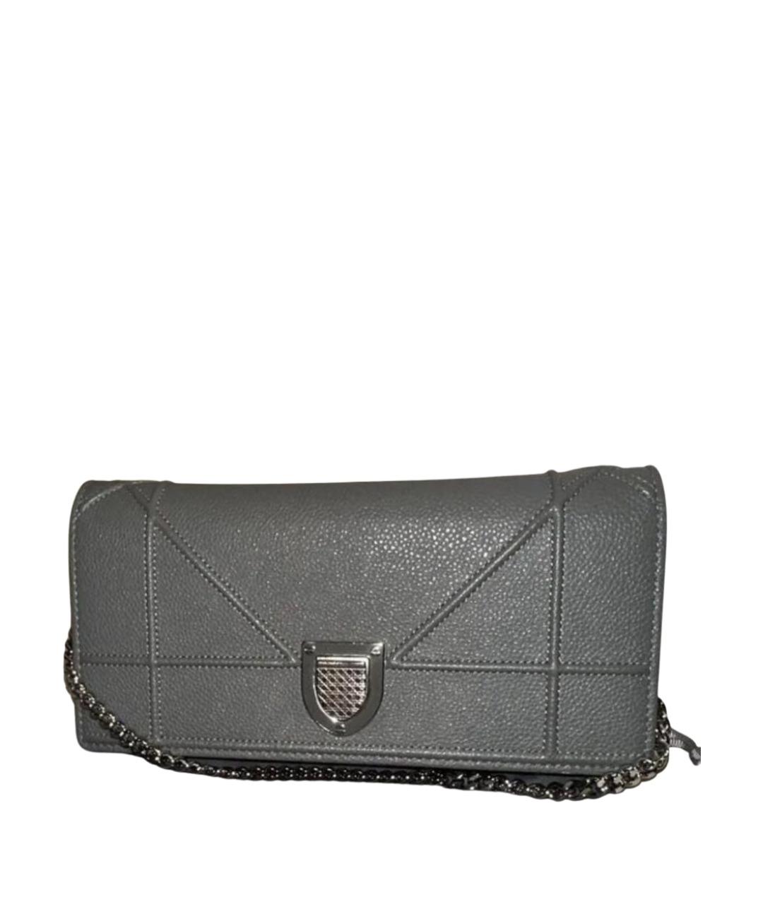 CHRISTIAN DIOR Серая кожаная сумка через плечо, фото 1