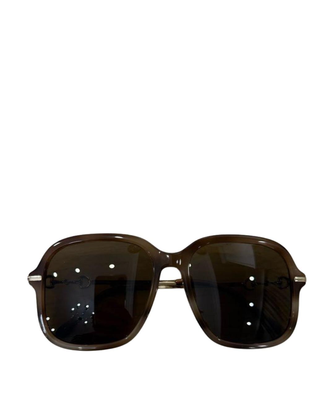 GUCCI Коричневые металлические солнцезащитные очки, фото 1