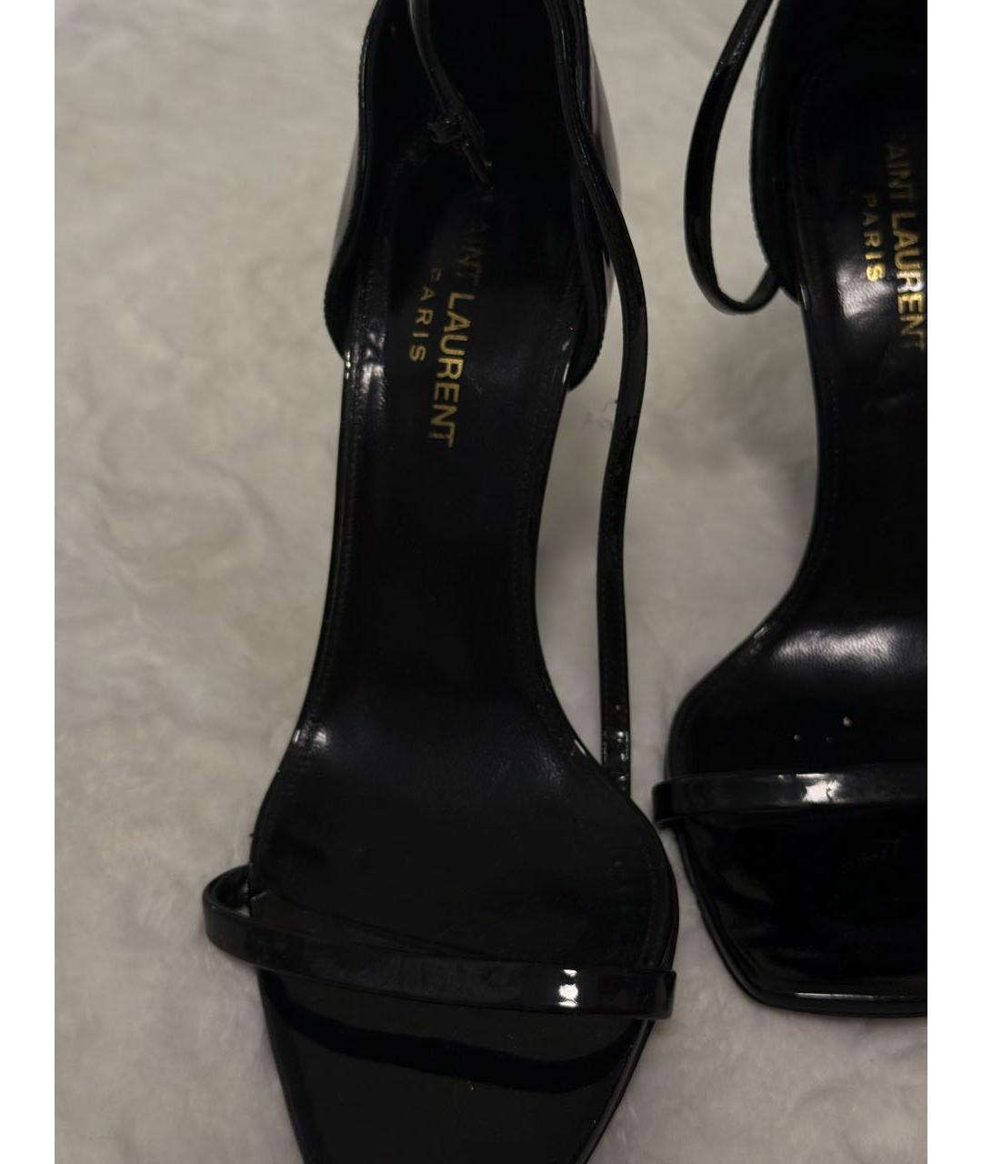 SAINT LAURENT Черные кожаные босоножки, фото 5