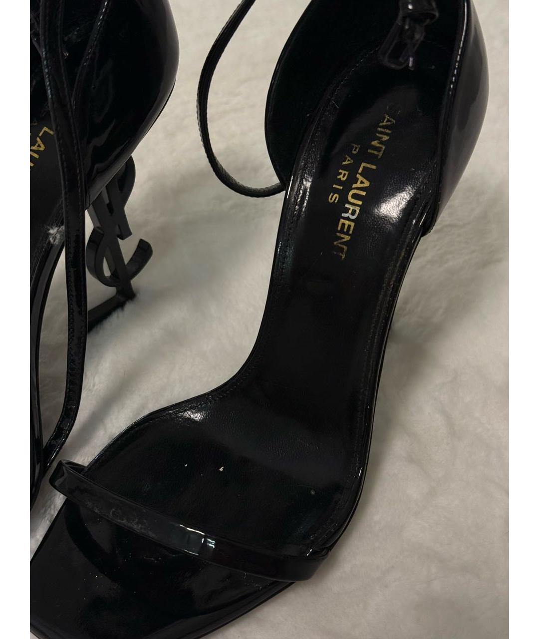 SAINT LAURENT Черные кожаные босоножки, фото 4