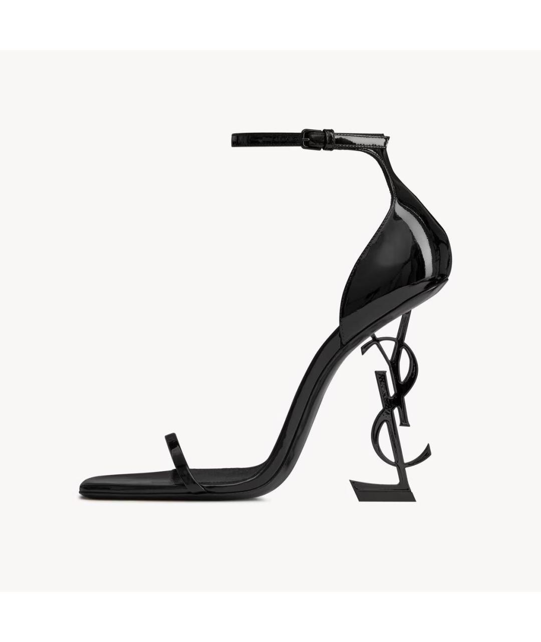 SAINT LAURENT Черные кожаные босоножки, фото 9