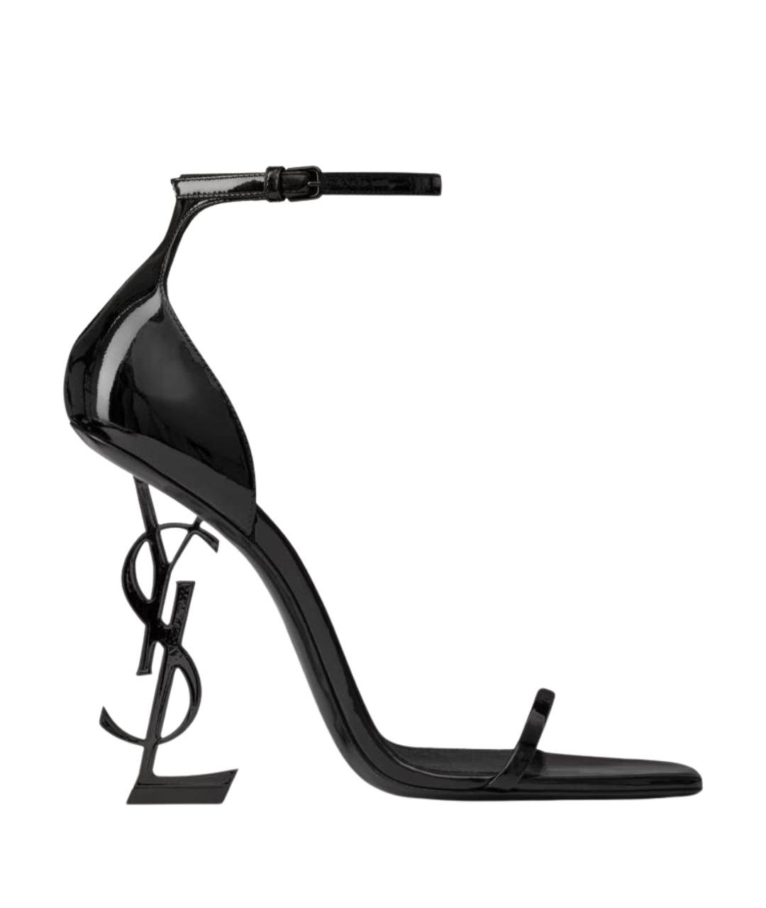 SAINT LAURENT Черные кожаные босоножки, фото 10